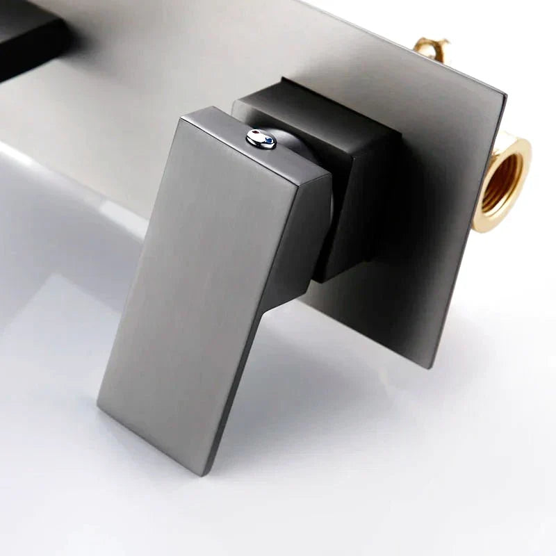Brushed Gunmetal Wall Mounted Bathroom Faucet