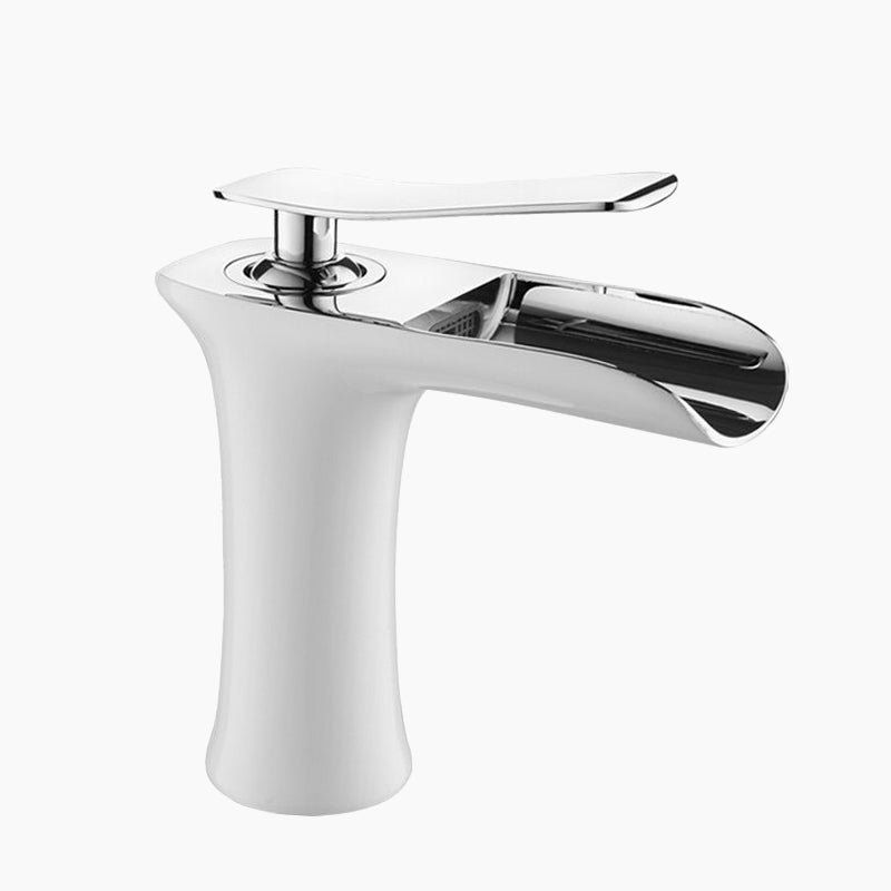 Modern Chrome and White Waterfall Basin Faucet