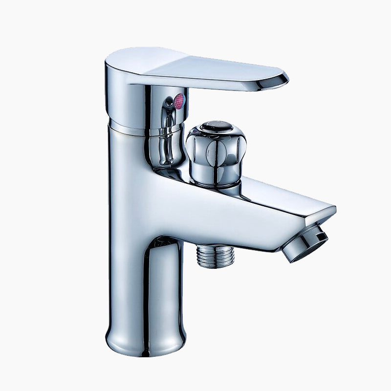 Modern Chrome Sink Faucet with Side Hose Connection