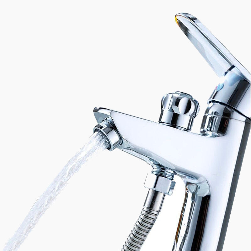 Modern Chrome Sink Faucet with Side Hose Connection