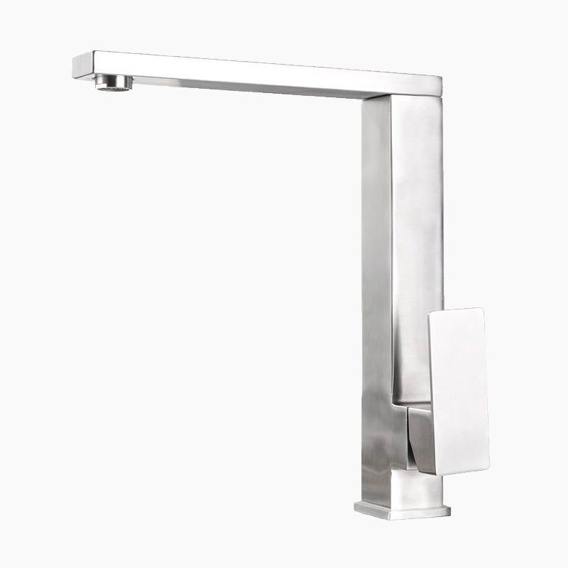 Modern Brushed Stainless Steel Square Kitchen Faucet