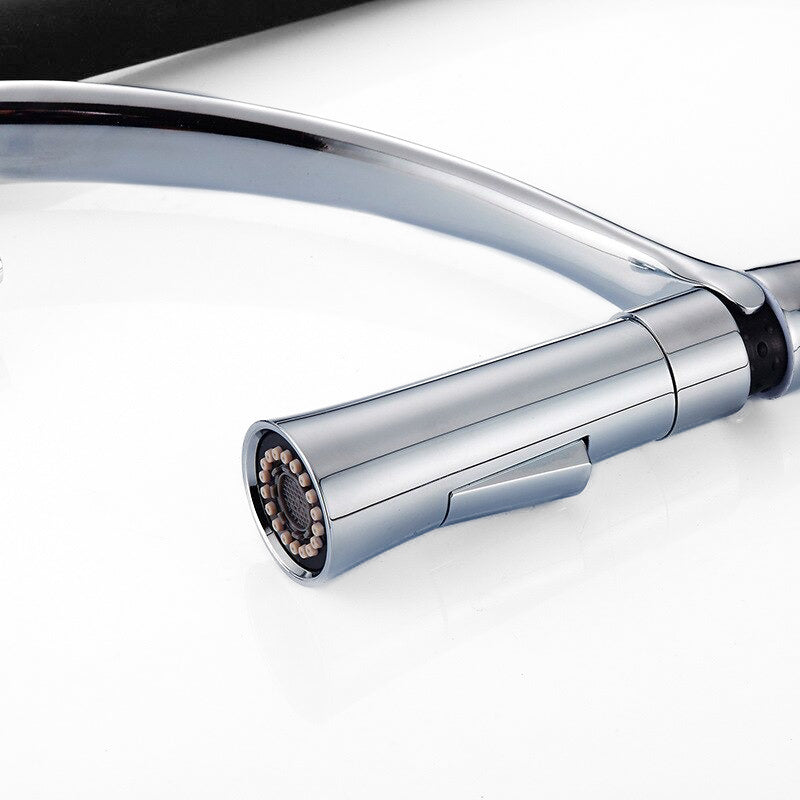 Chrome Kitchen Faucet with Black Pull-Down Hose