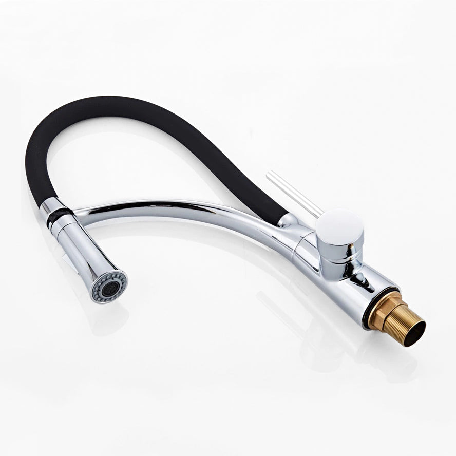 Chrome Kitchen Faucet with Black Pull-Down Hose