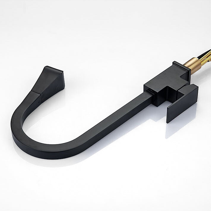 Matte Black Pull-Down Gooseneck Kitchen Faucet