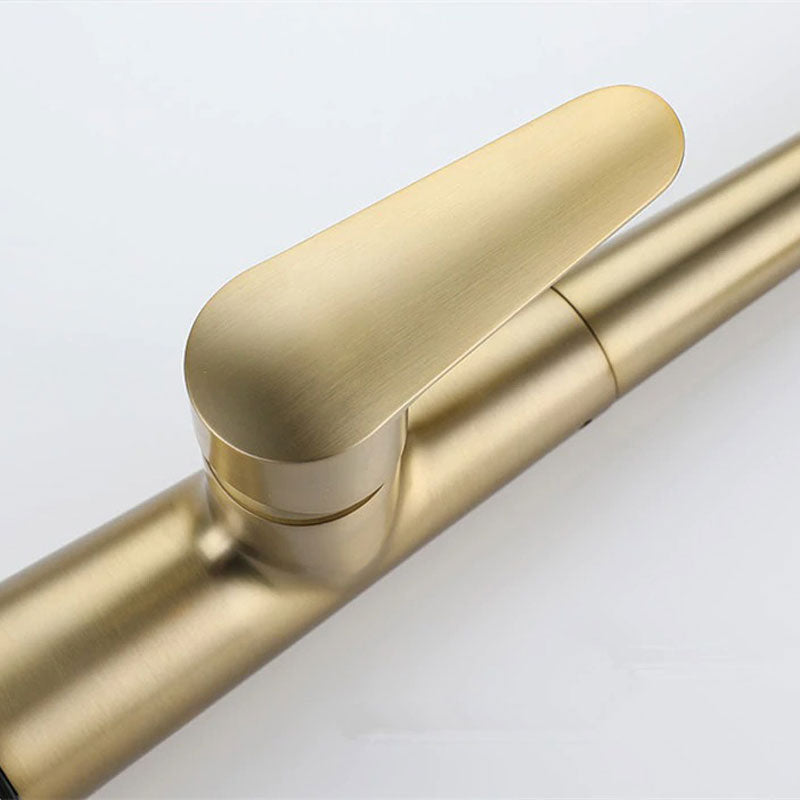 Brushed Gold High-Arc Kitchen Faucet with Pull-Down
