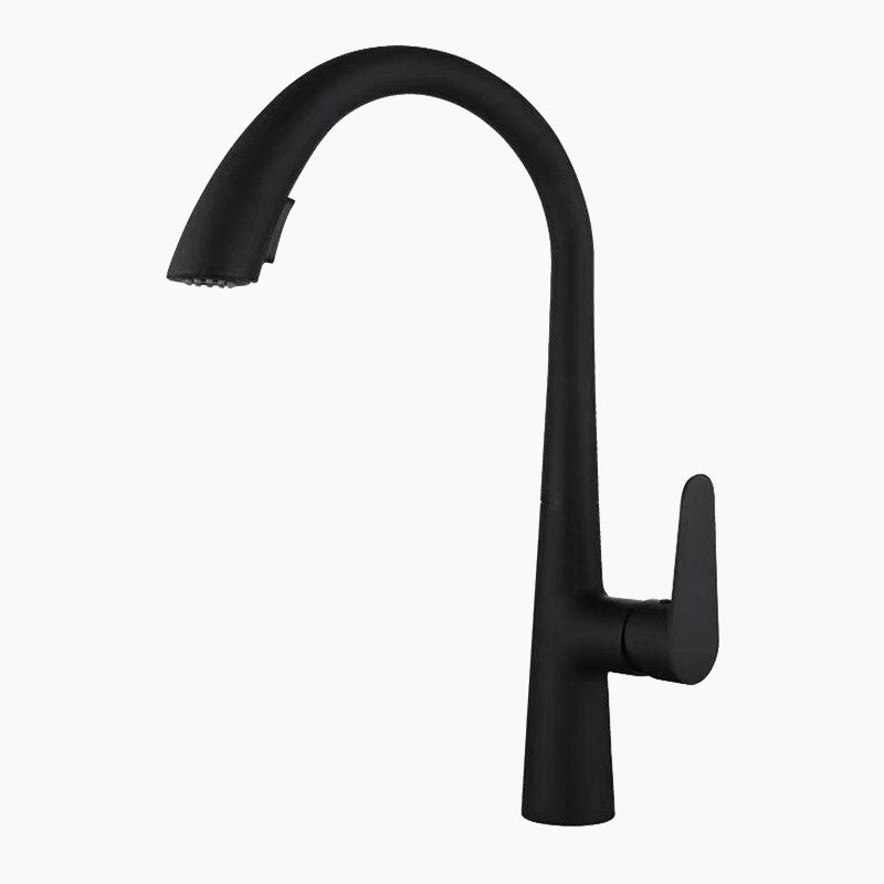 Modern Matte Black Pull-Down Kitchen Faucet