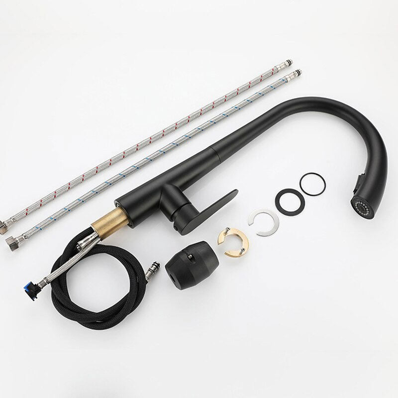Modern Matte Black Pull-Down Kitchen Faucet