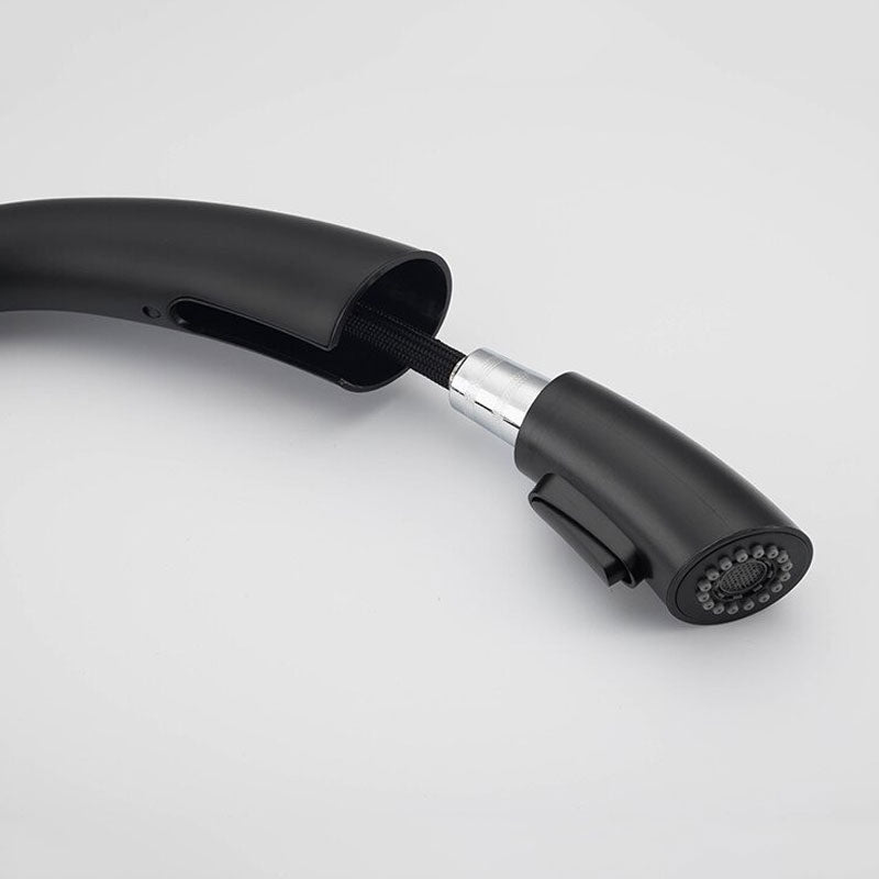 Modern Matte Black Pull-Down Kitchen Faucet