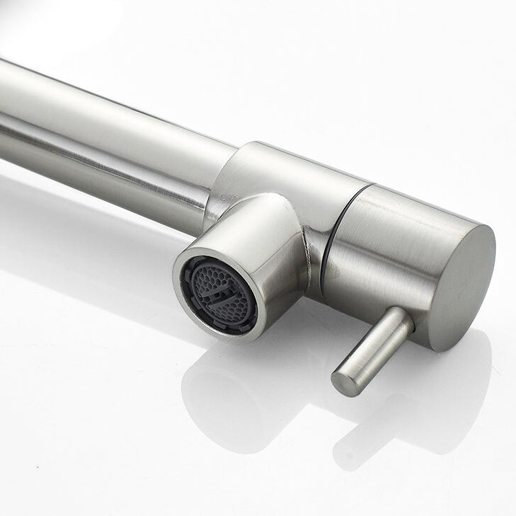 Brushed Nickel Spring Spout Kitchen Faucet with Pot Filler