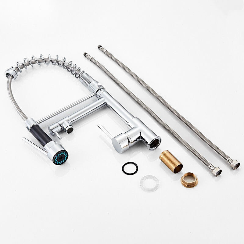 Chrome Spring Coil Kitchen Faucet with Side Spout