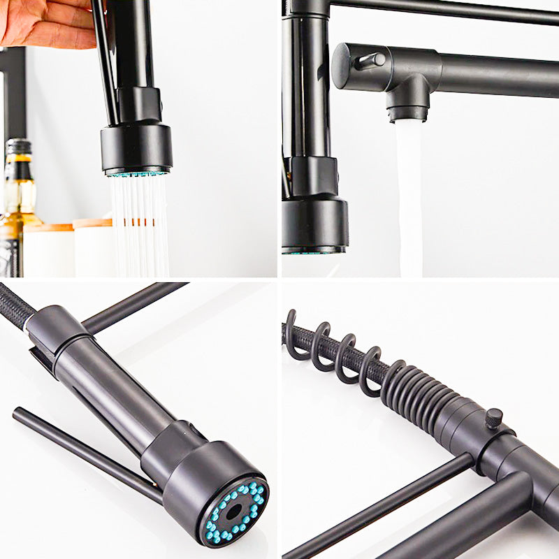 Matte Black Dual Spout Pull-Down Kitchen Faucet