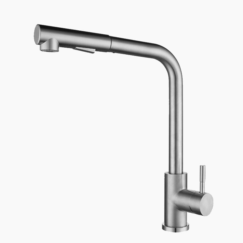 Modern Brushed Nickel Kitchen Faucet with Pull-Down Spray