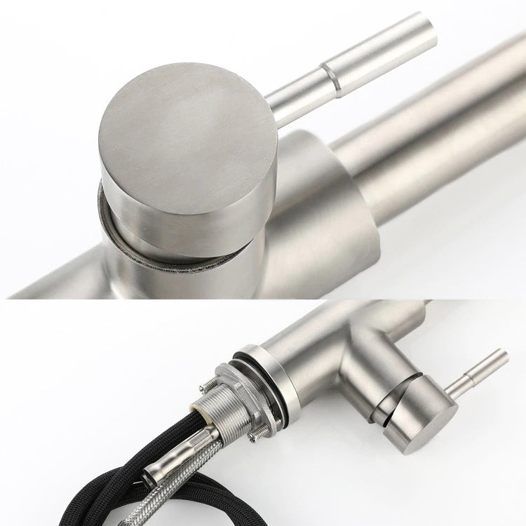 Modern Brushed Nickel Kitchen Faucet with Pull-Down Spray