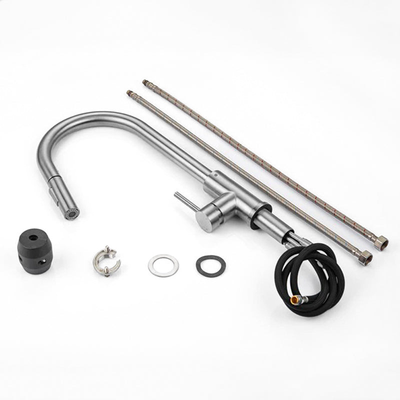 Modern Brushed Nickel Pull-Down Kitchen Faucet