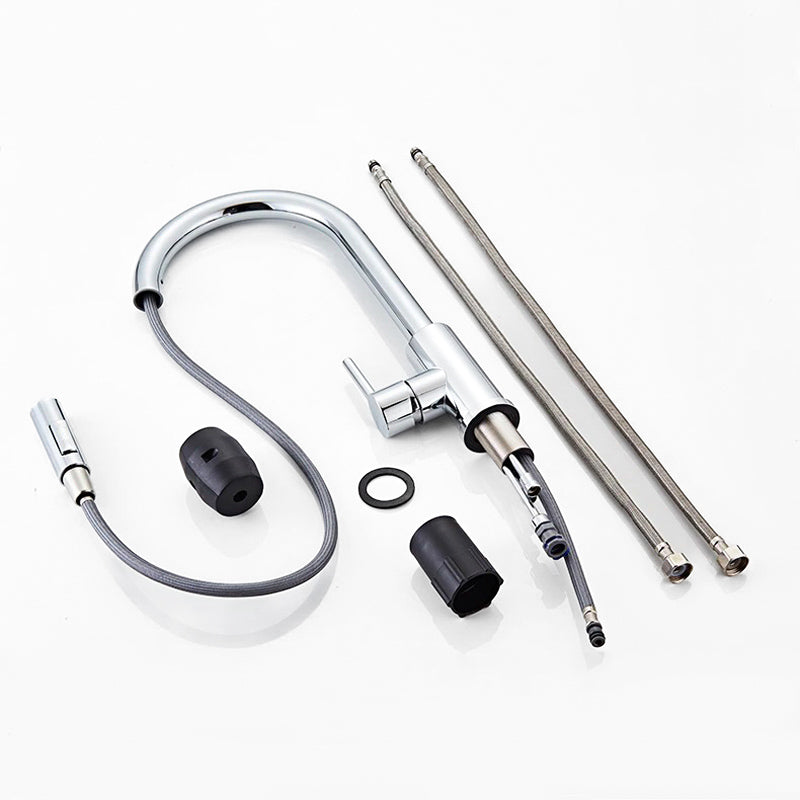 Modern Chrome High-Arc Pull-Down Kitchen Faucet