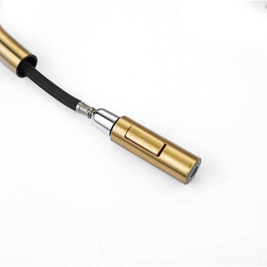 Modern Brushed Gold Pull-Down Kitchen Faucet