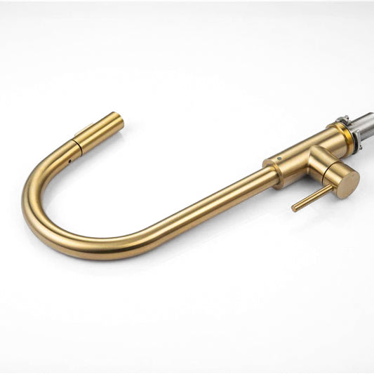Modern Brushed Gold Pull-Down Kitchen Faucet