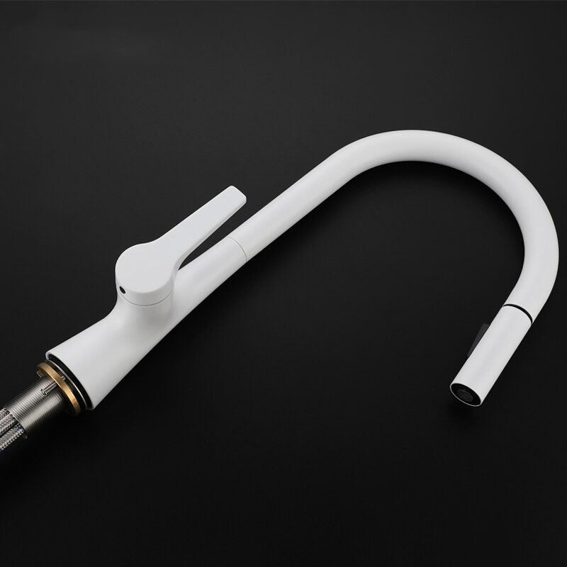 Modern Matte White High-Arc Kitchen Faucet