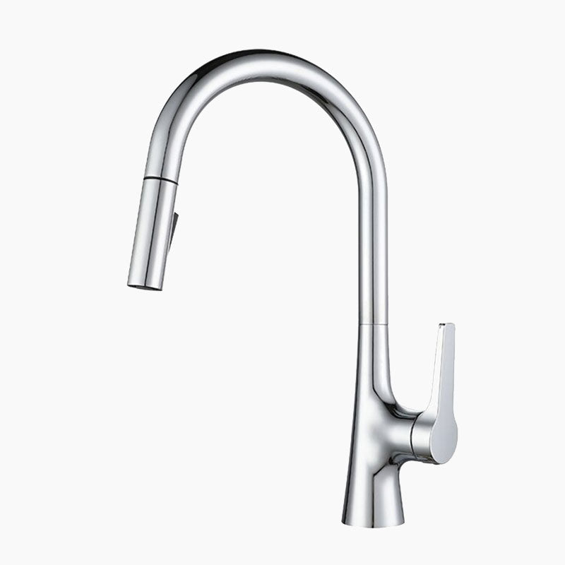 Modern Chrome High-Arc Kitchen Faucet with Pull-Down
