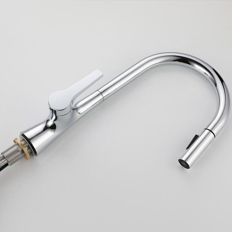 Modern Chrome High-Arc Kitchen Faucet with Pull-Down