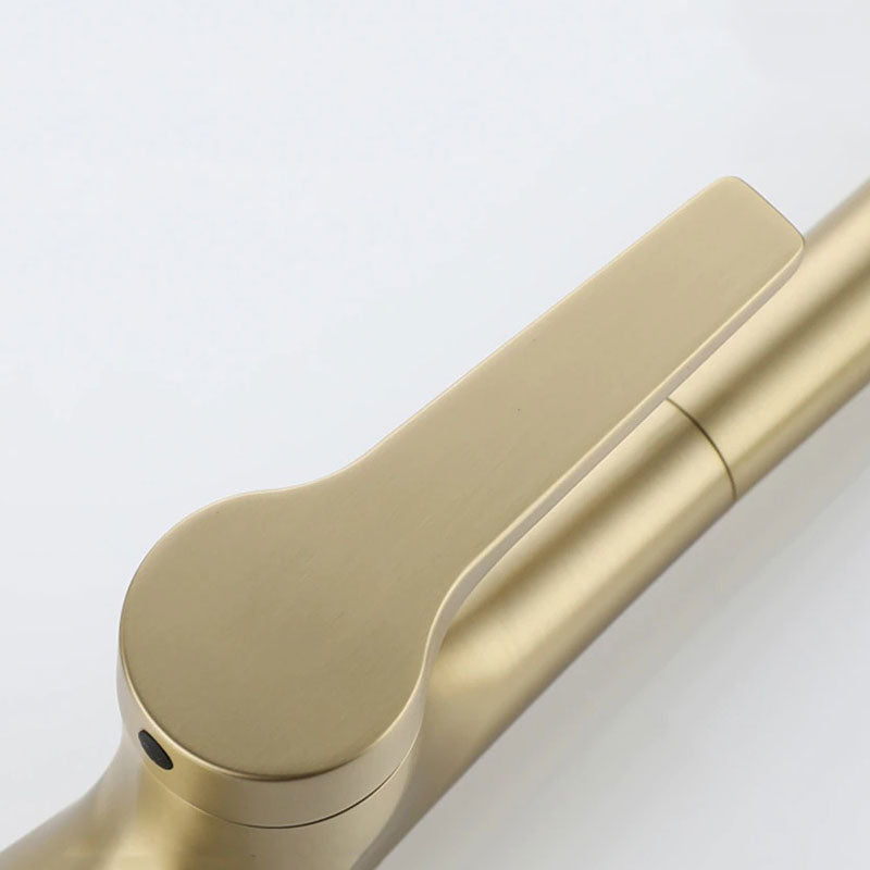 Modern Brushed Gold Pull-Down Kitchen Faucet