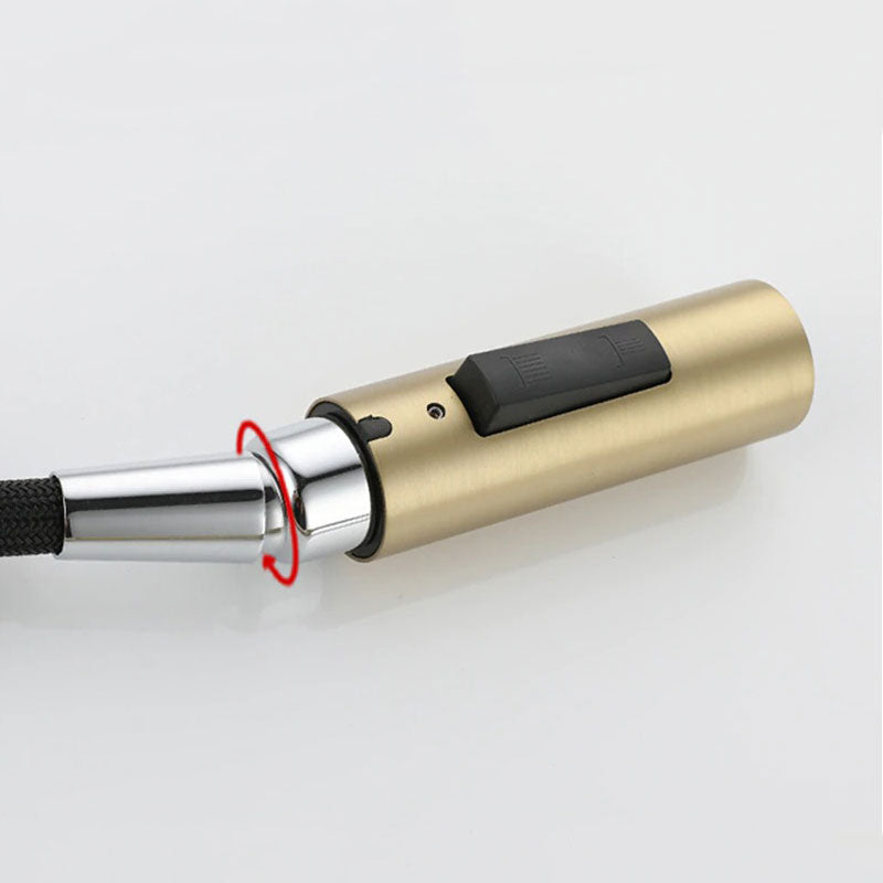 Modern Brushed Gold Pull-Down Kitchen Faucet