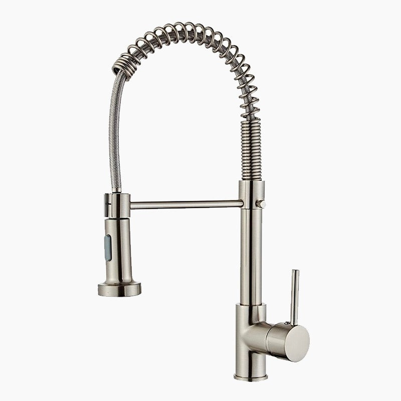 High-Arc Brushed Nickel Pull-Down Faucet with Exposed Spring