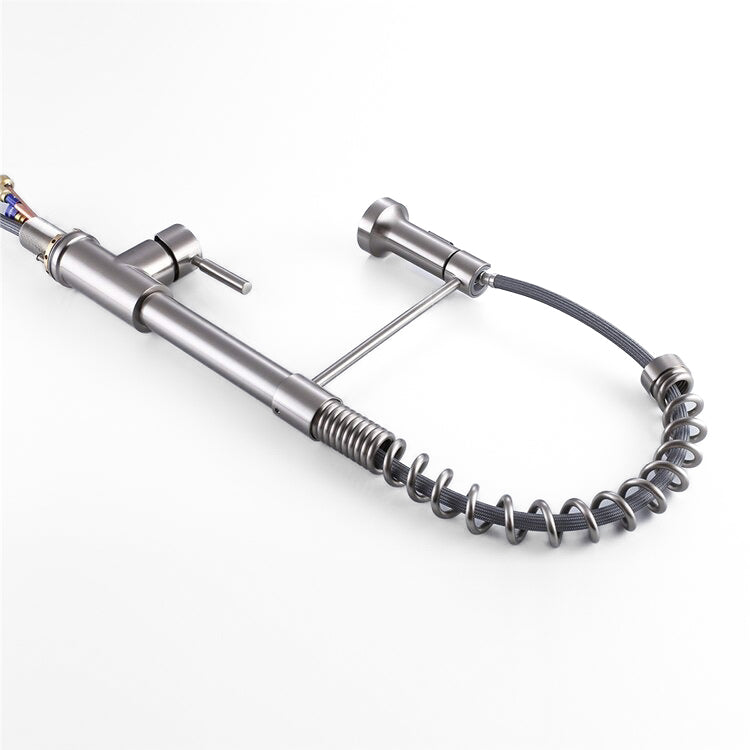 High-Arc Brushed Nickel Pull-Down Faucet with Exposed Spring