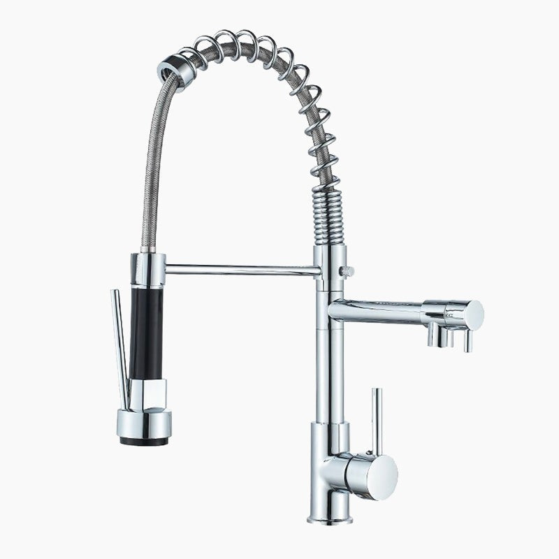 Chrome Spring Coil Kitchen Faucet with Side Spout