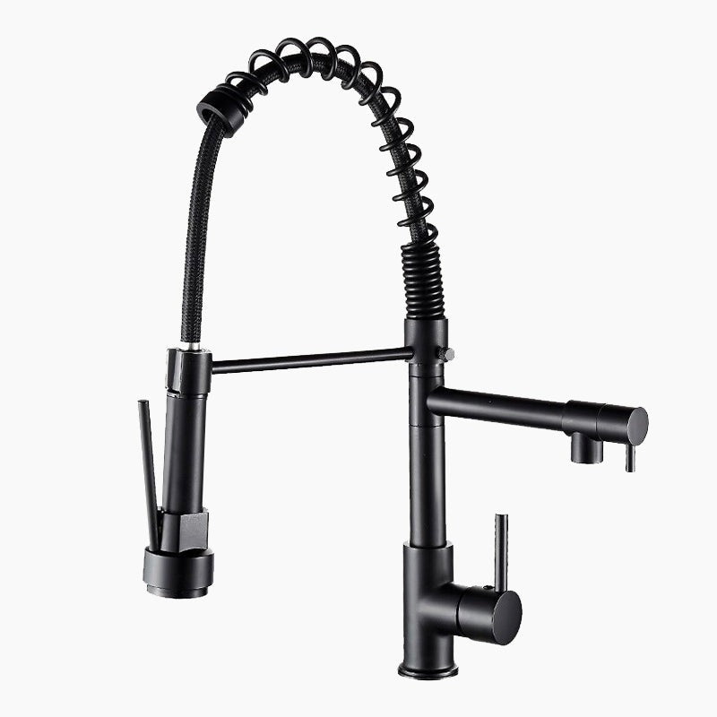Matte Black Dual Spout Pull-Down Kitchen Faucet