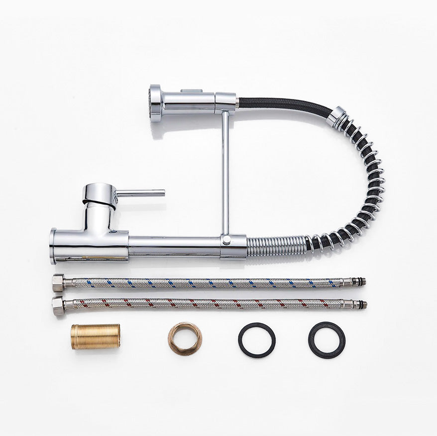 Chrome Pull-Down Kitchen Faucet with Spring Coil