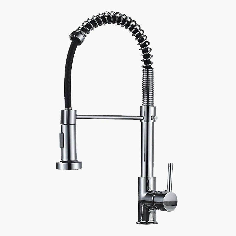 Chrome Pull-Down Kitchen Faucet with Spring Coil