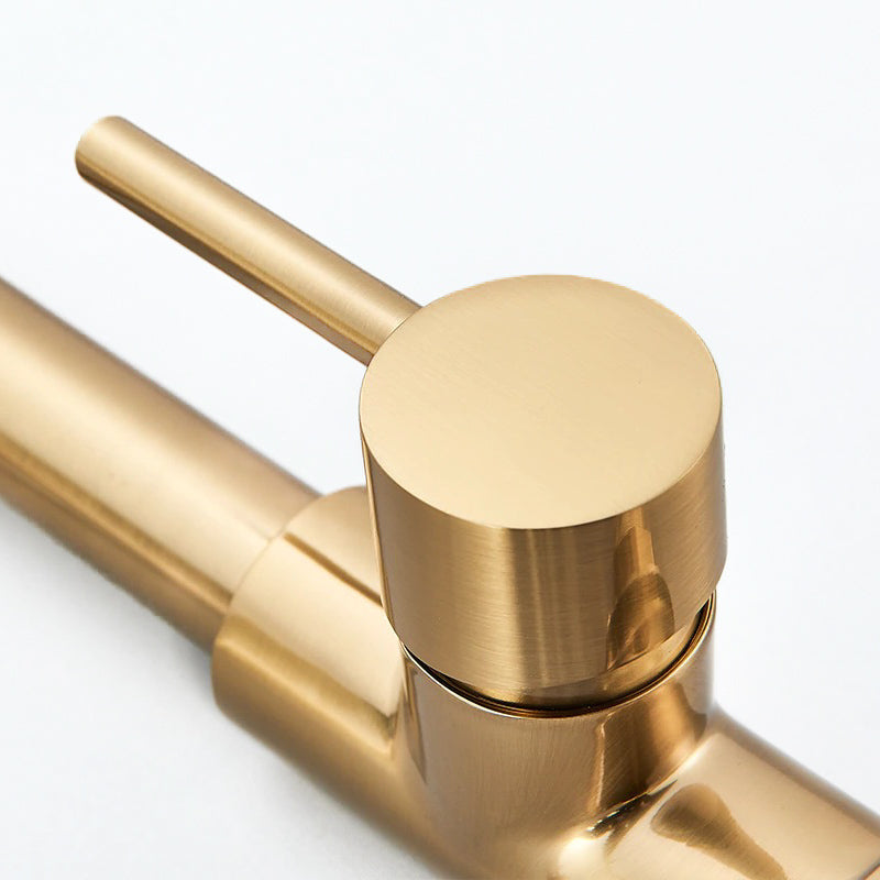 Gold Kitchen Faucet with Black Spring Pull-Down Sprayer