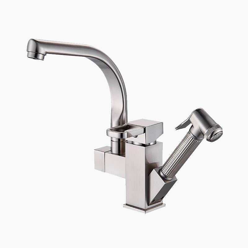 Modern Brushed Nickel Kitchen Faucet with Side Sprayer