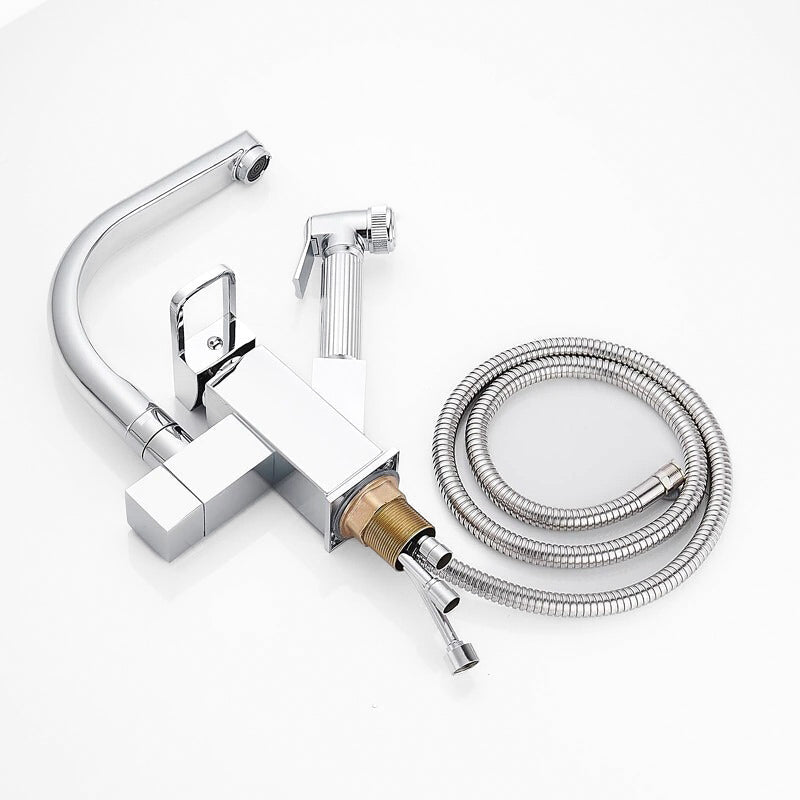 Modern Chrome Kitchen Faucet with Side Spray