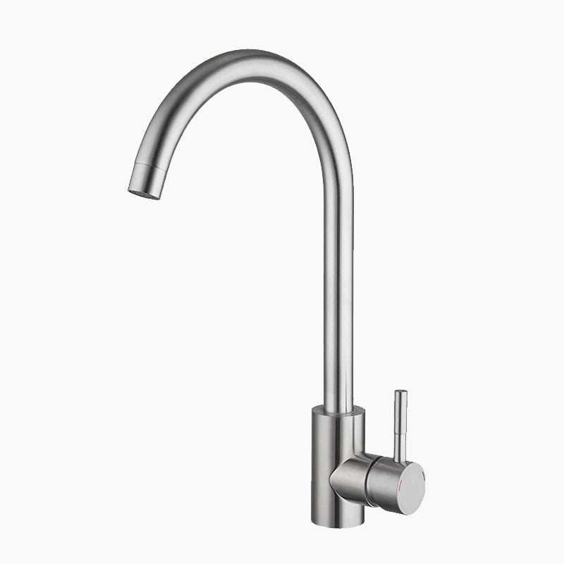 High Arc Gooseneck Kitchen Faucet in Brushed Steel