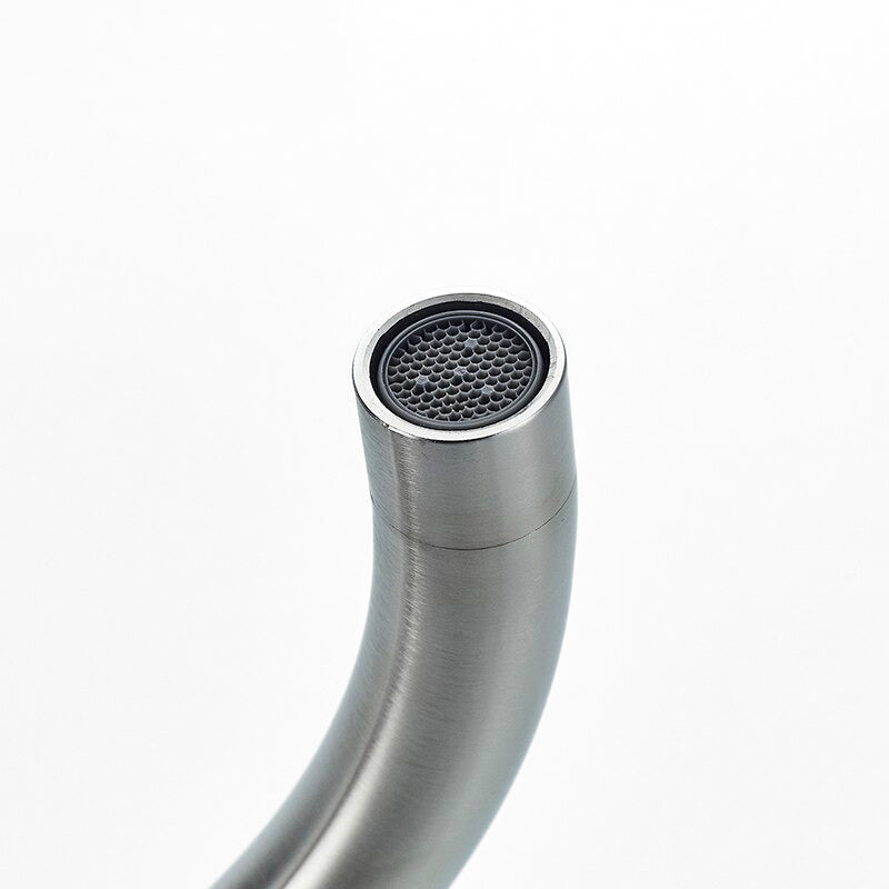 High Arc Gooseneck Kitchen Faucet in Brushed Steel