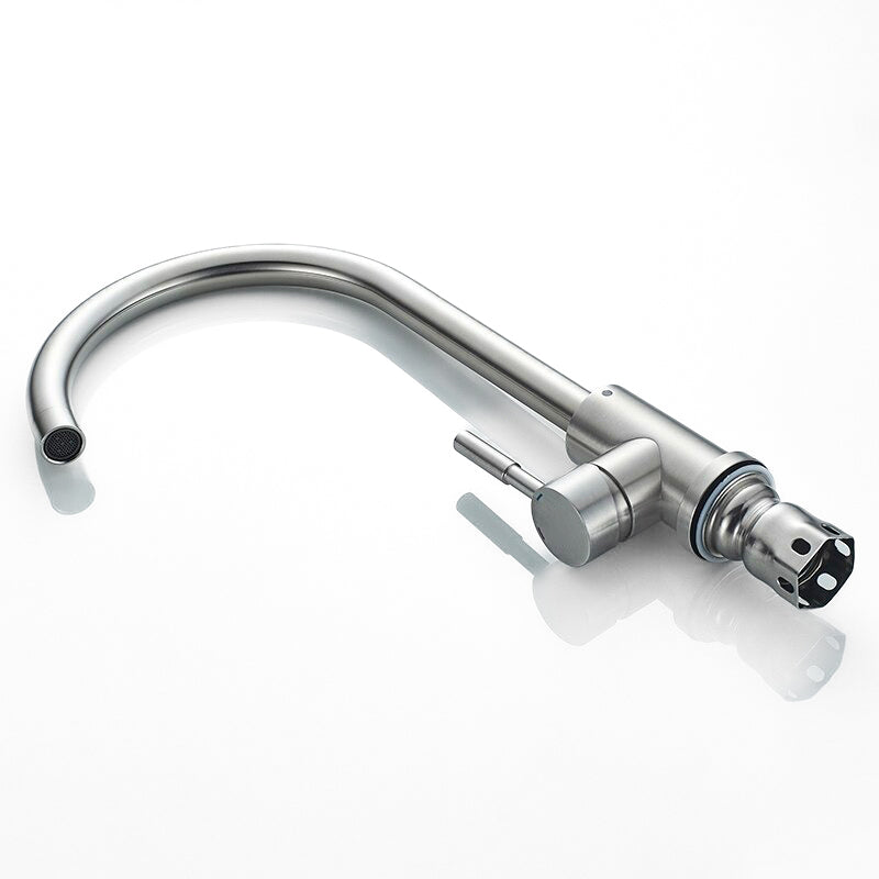 High Arc Gooseneck Kitchen Faucet in Brushed Steel