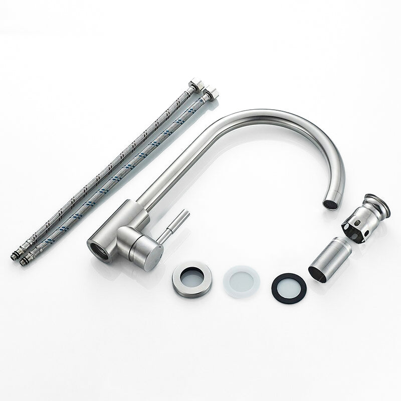 High Arc Gooseneck Kitchen Faucet in Brushed Steel