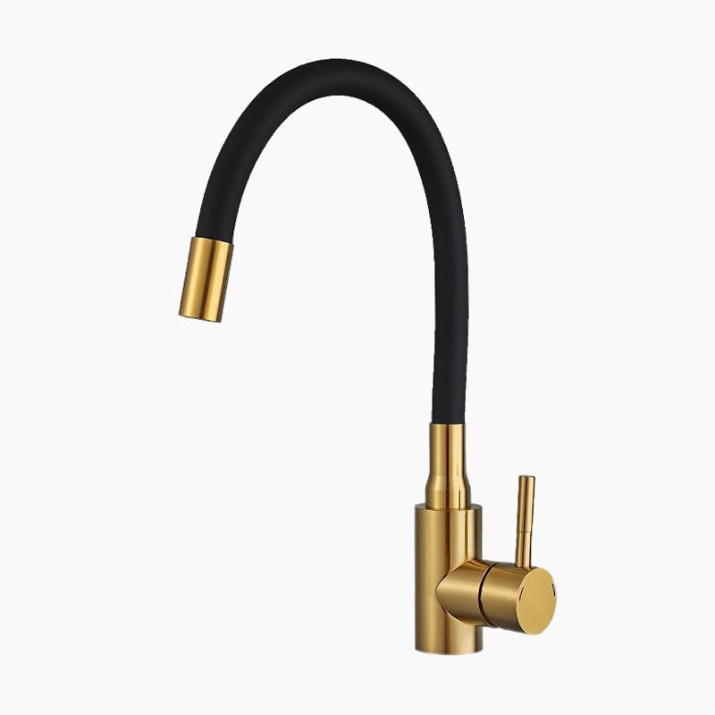 Brushed Gold Kitchen Faucet with Matte Black Flexible Spout