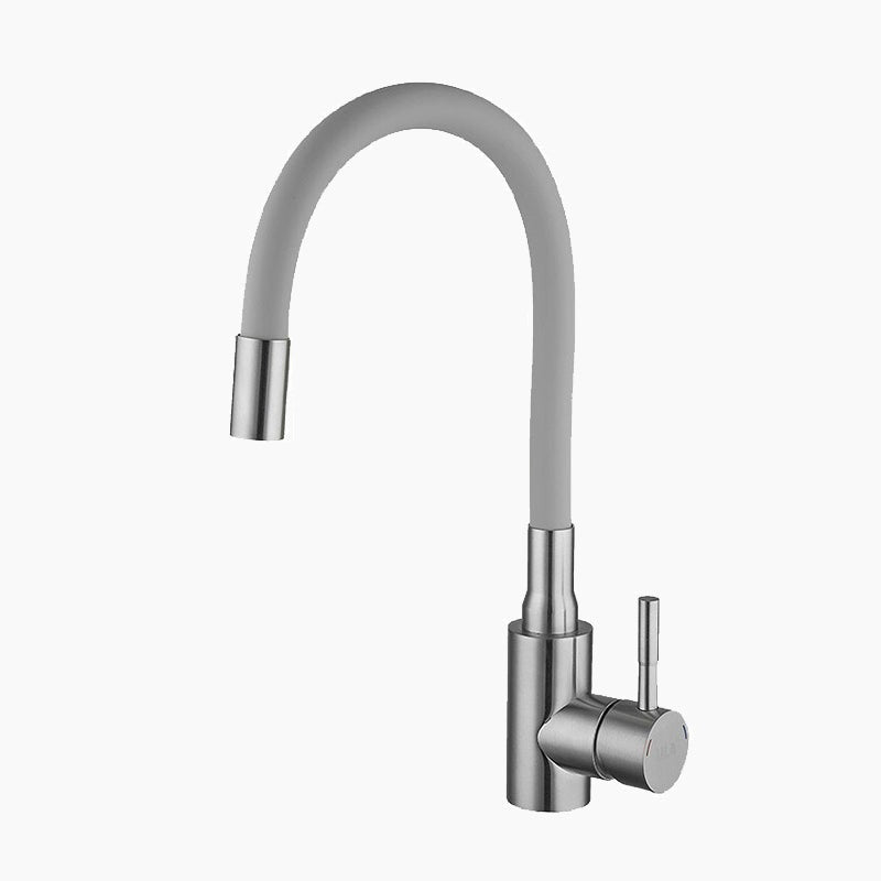 Kitchen mixer tap with flexible gooseneck, steel, Grey