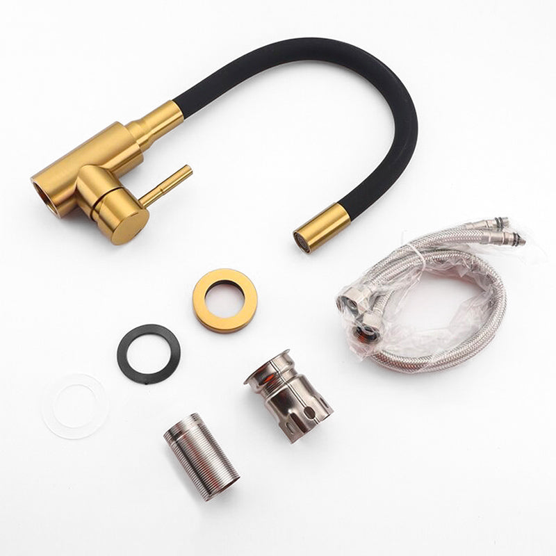 Brushed Gold Kitchen Faucet with Matte Black Flexible Spout