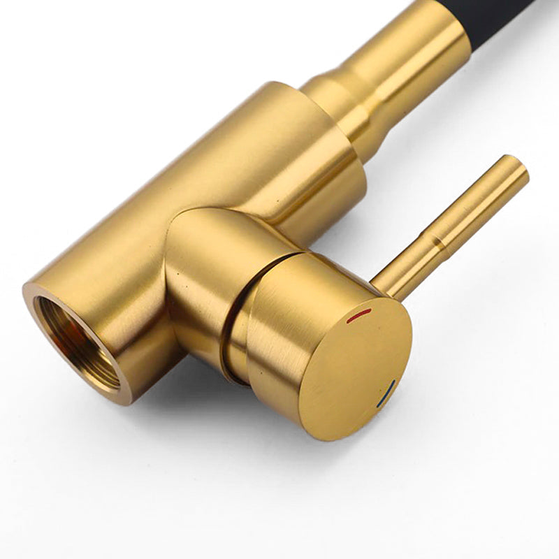 Brushed Gold Kitchen Faucet with Matte Black Flexible Spout