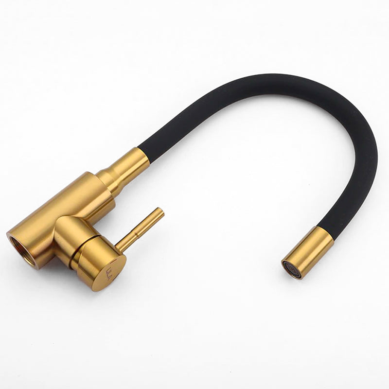 Brushed Gold Kitchen Faucet with Matte Black Flexible Spout