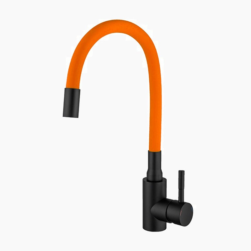 Black flexible gooseneck kitchen mixer tap, The Orange Mixer