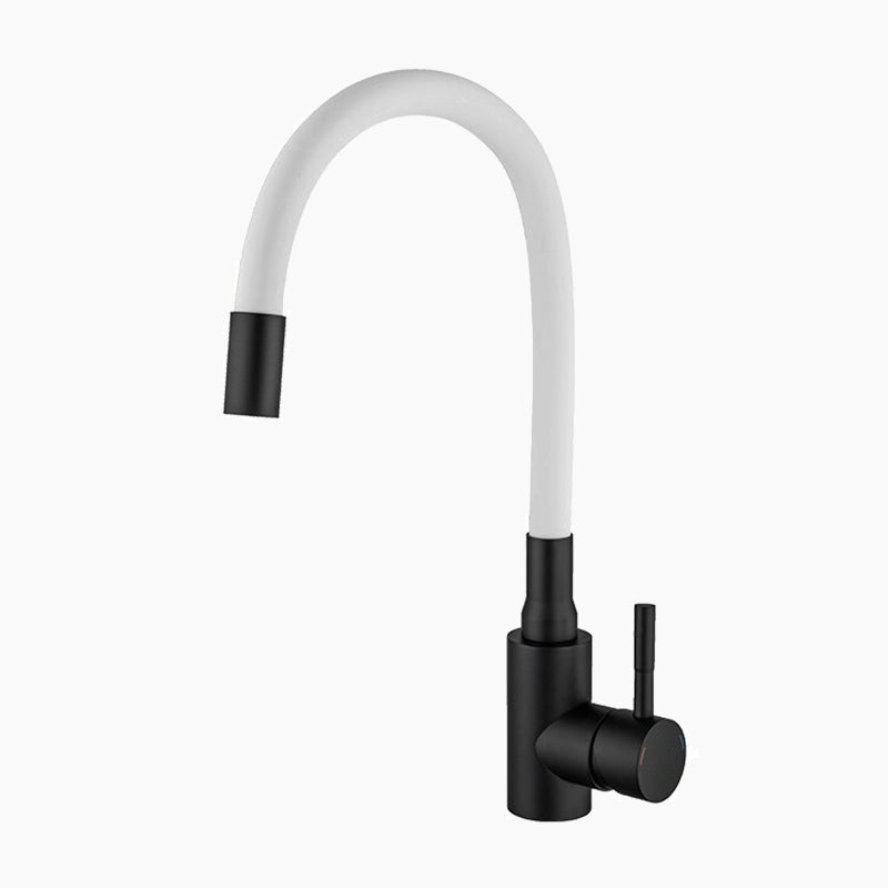 Black flexible gooseneck kitchen mixer tap The White Mixer