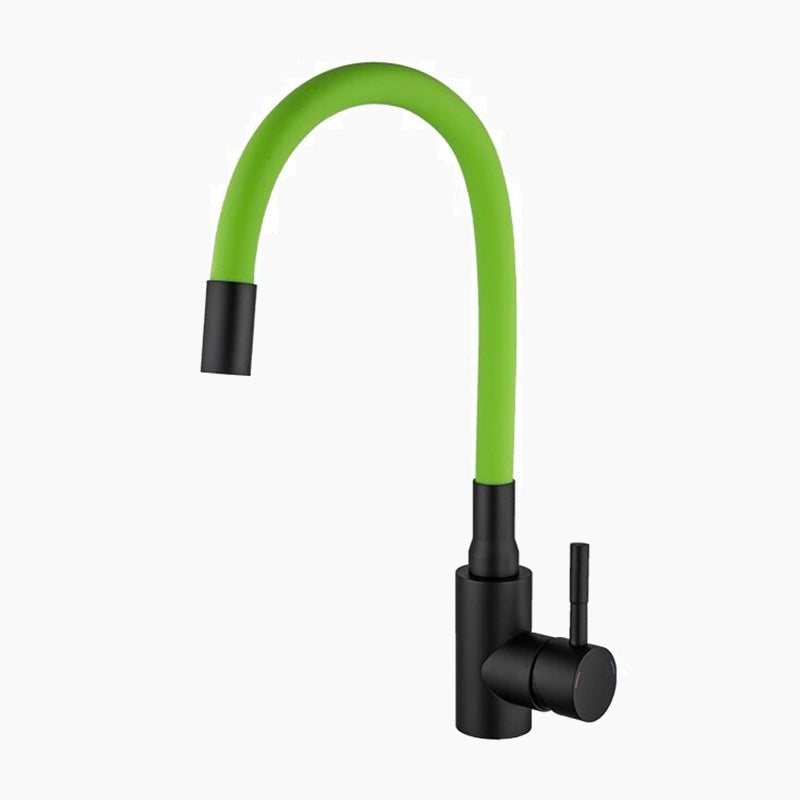 Black flexible gooseneck kitchen mixer tap The Green Mixer