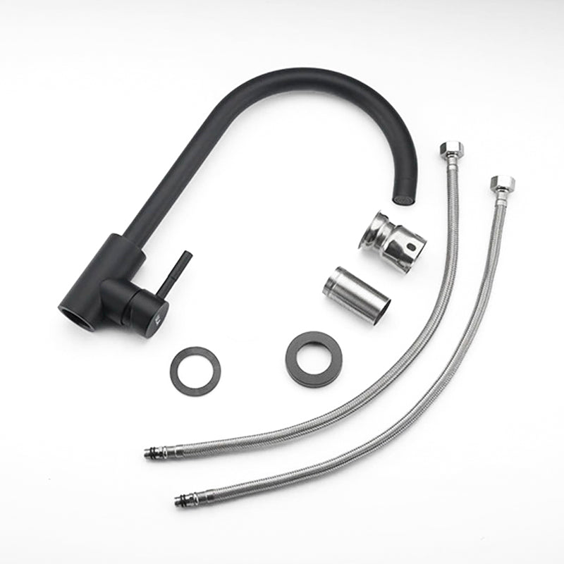 Modern Matte Black Single Handle Gooseneck Faucet