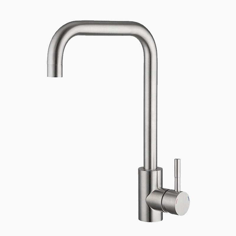Modern Brushed Nickel Kitchen Faucet, Square Spout