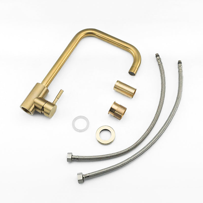 Brushed Gold Modern High Arc Kitchen Faucet